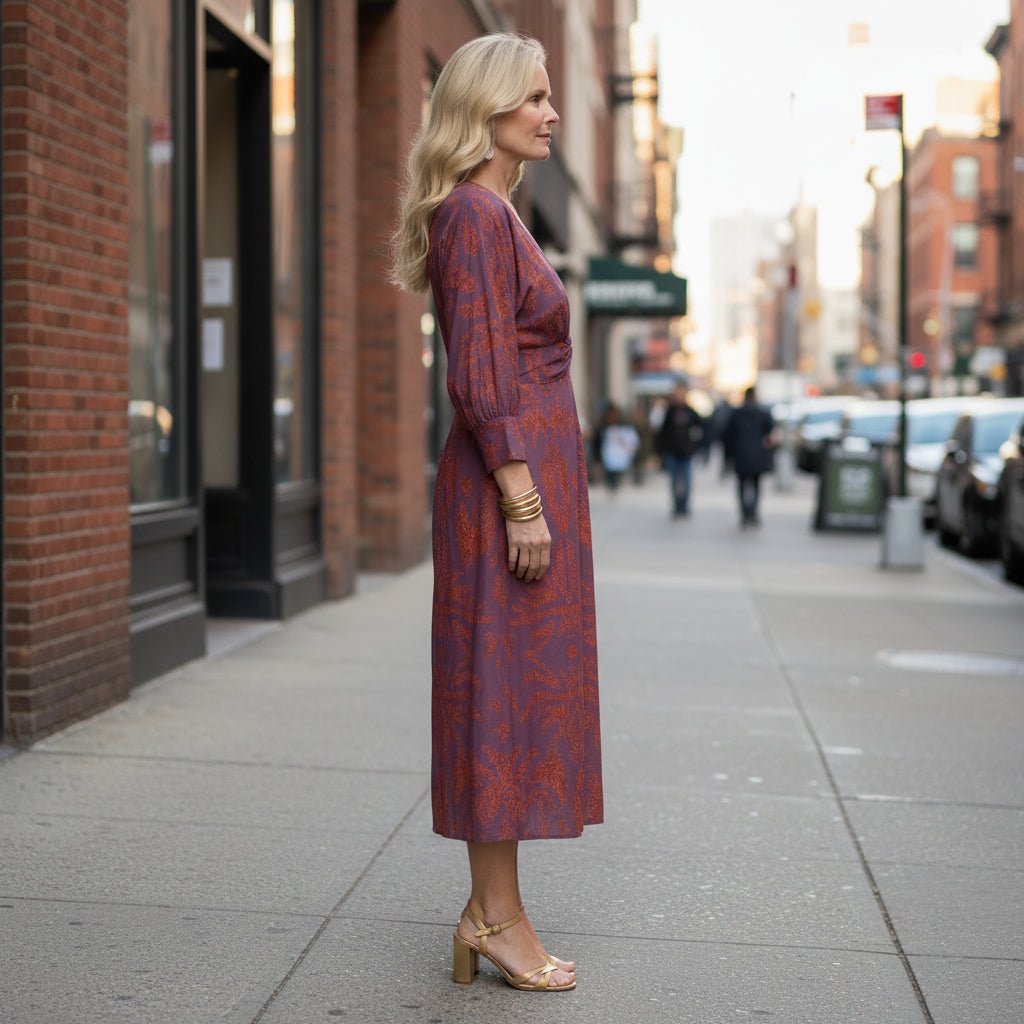 Liv | Women's Long-Sleeve Wrap Midi Dress
