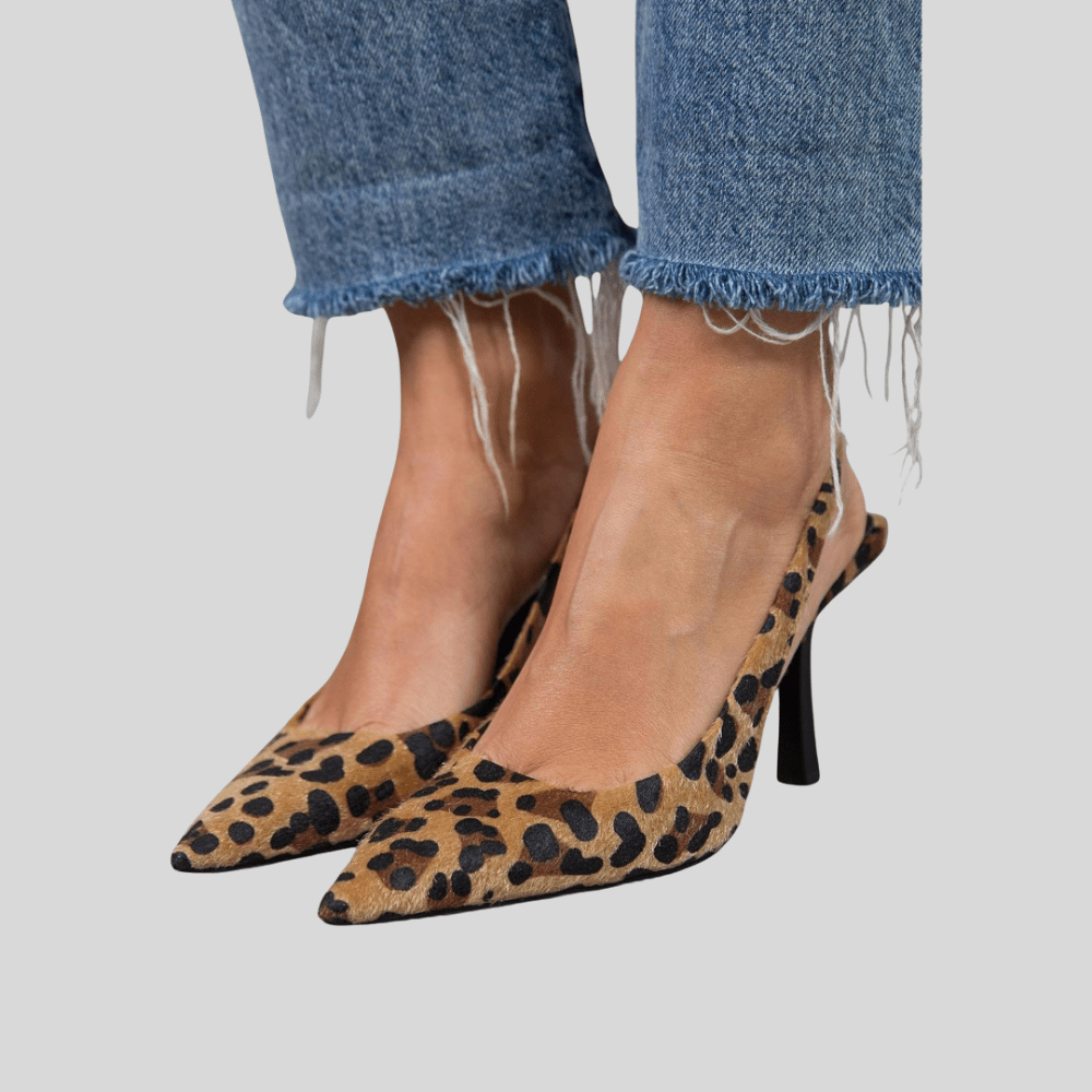 Dakota | Women's Leopard Print Pointed Toe Slingback Heels