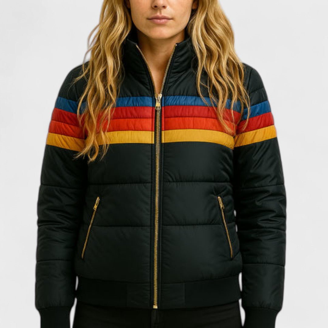 Romy | Gestreifte Steppjacke für Damen mit Reißverschluss