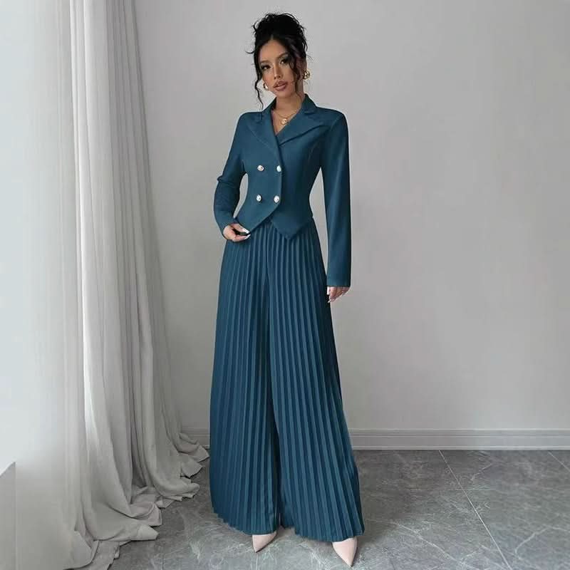 Cleo | Women's Pleated Wide Leg Trousers Set