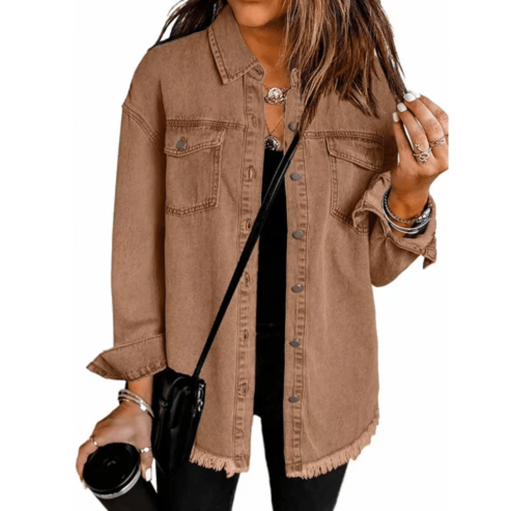 Dakota | Women's Oversized Shirt Jacket with Frayed Hem
