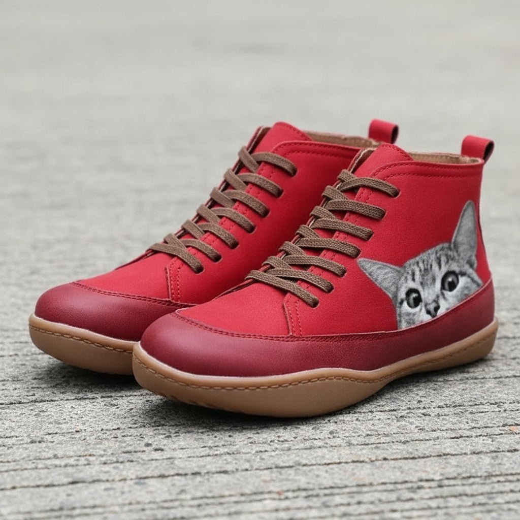 Tracey | Verspielte Damen-Stiefeletten mit Katzenmotiv