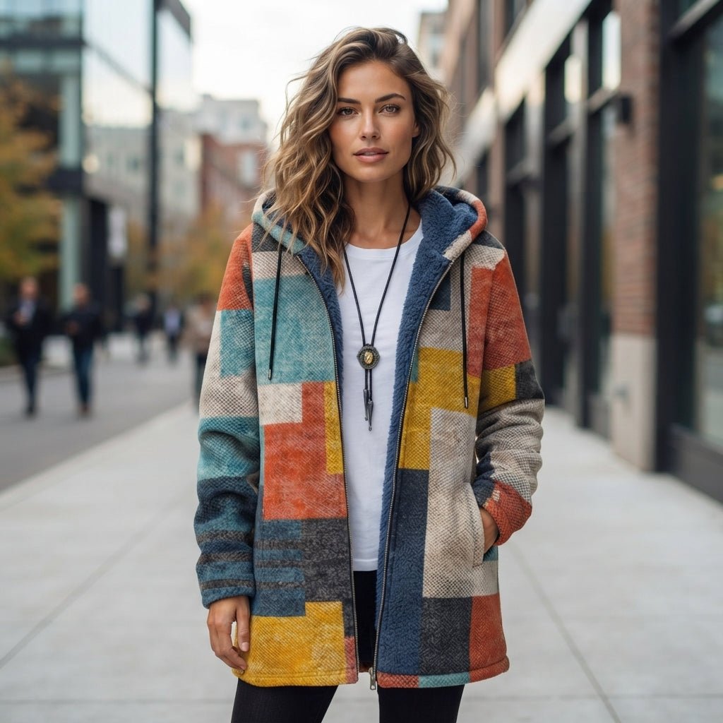Sadie | Women's Printed Hooded Zip Front Casual Jacket