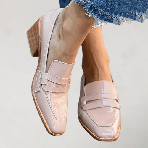 Noa | Women's Pink Block Heel Slip-On Loafers