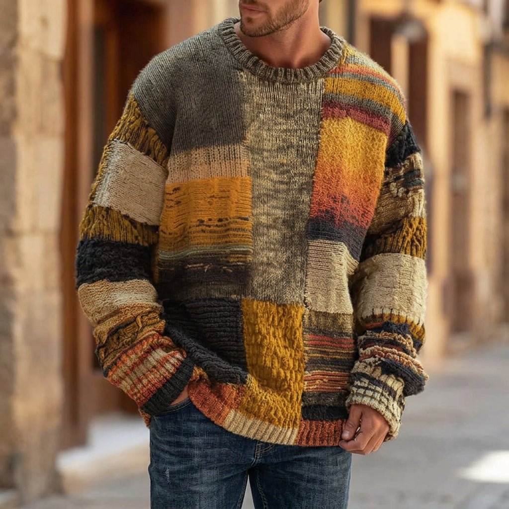 Beau | Men's Chunky Knit Colourblock Jumper