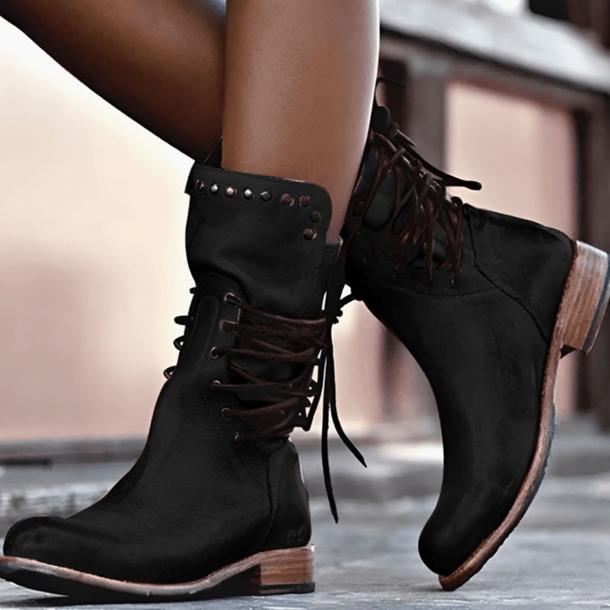 Billie | Women's Studded Lace-Up Ankle Boots