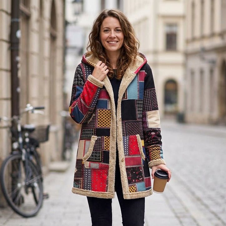 Vintage Inspired Flower Print Coat for Cold Weather Wear