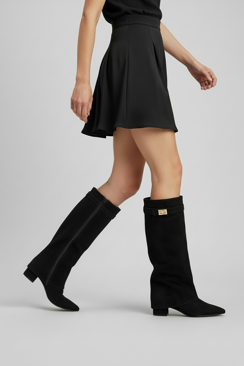 Quinn | Kniehohe Stiefel mit Blockabsatz für Damen
