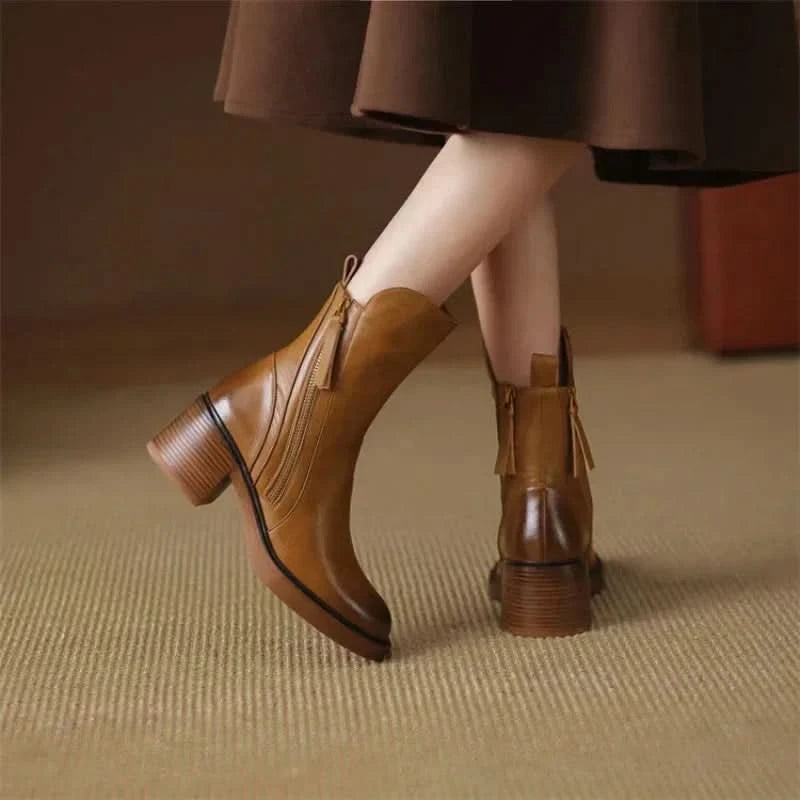Tove | Women's Zip-Up Block Heel Ankle Boots