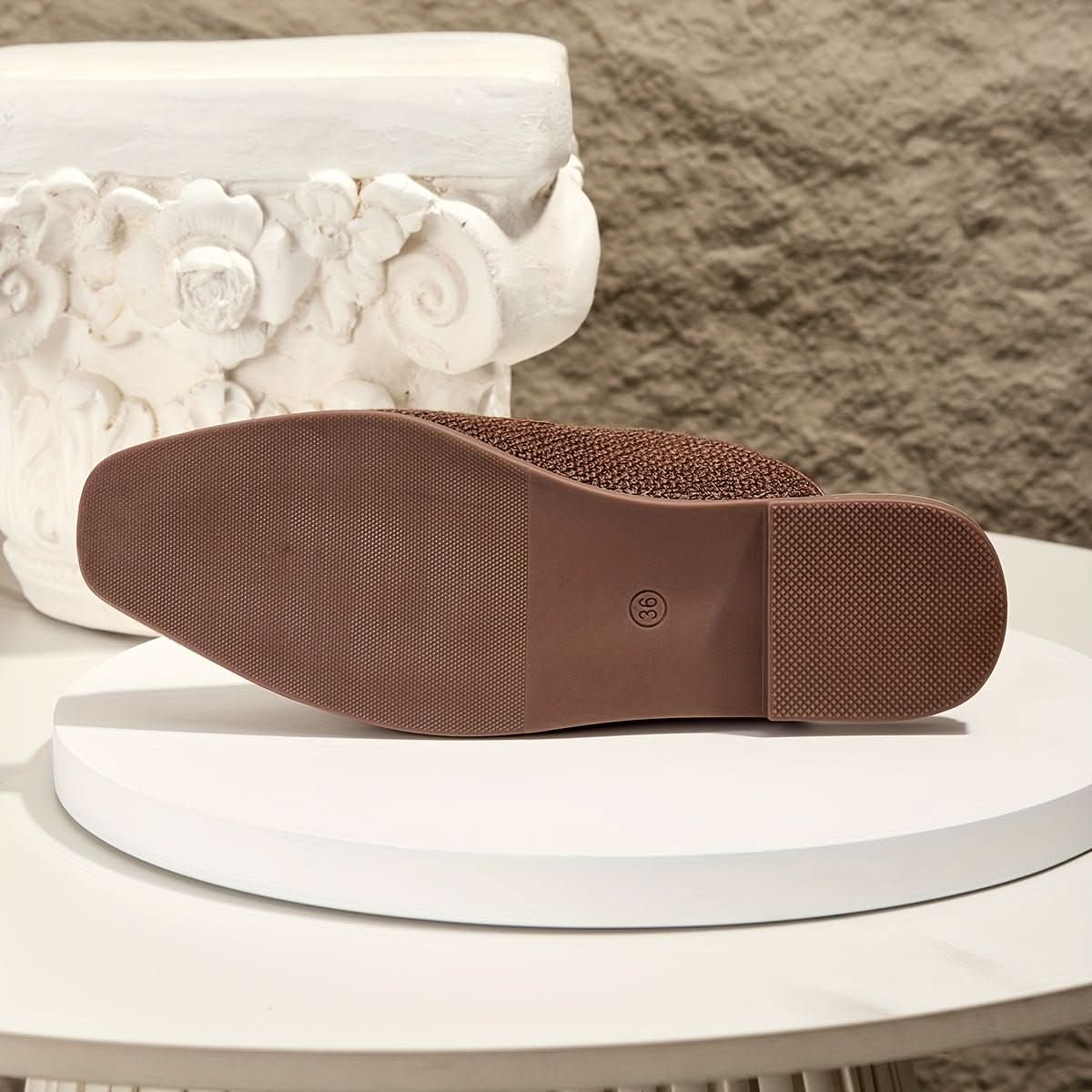 Indie | Women's Square Toe Buckle Mule Flats