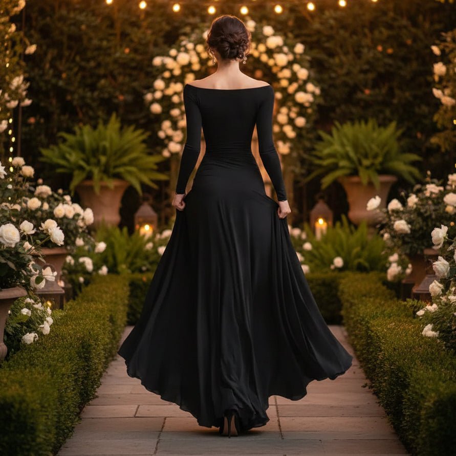 Quinn | Drapiertes Maxikleid mit langen Ärmeln für Damen