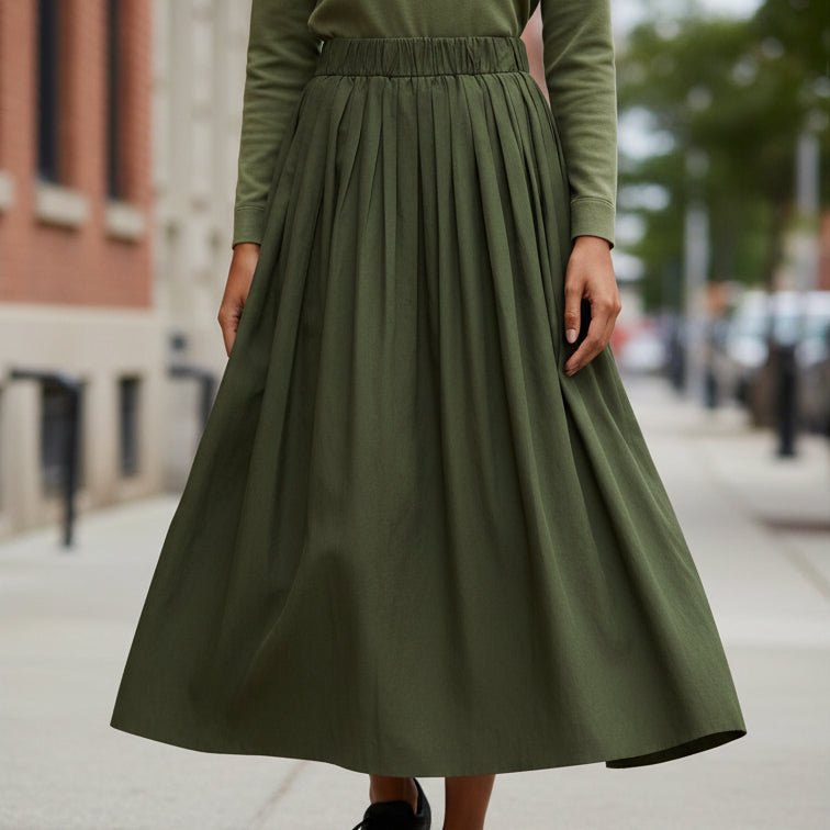 Pleated Midi Skirt for Everyday Outings