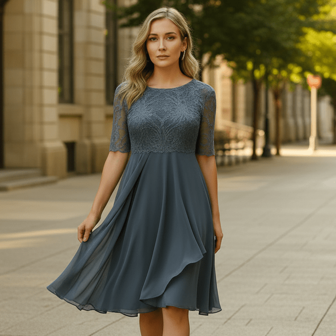 Nika | Women's Half-Sleeve Formal Evening Dress