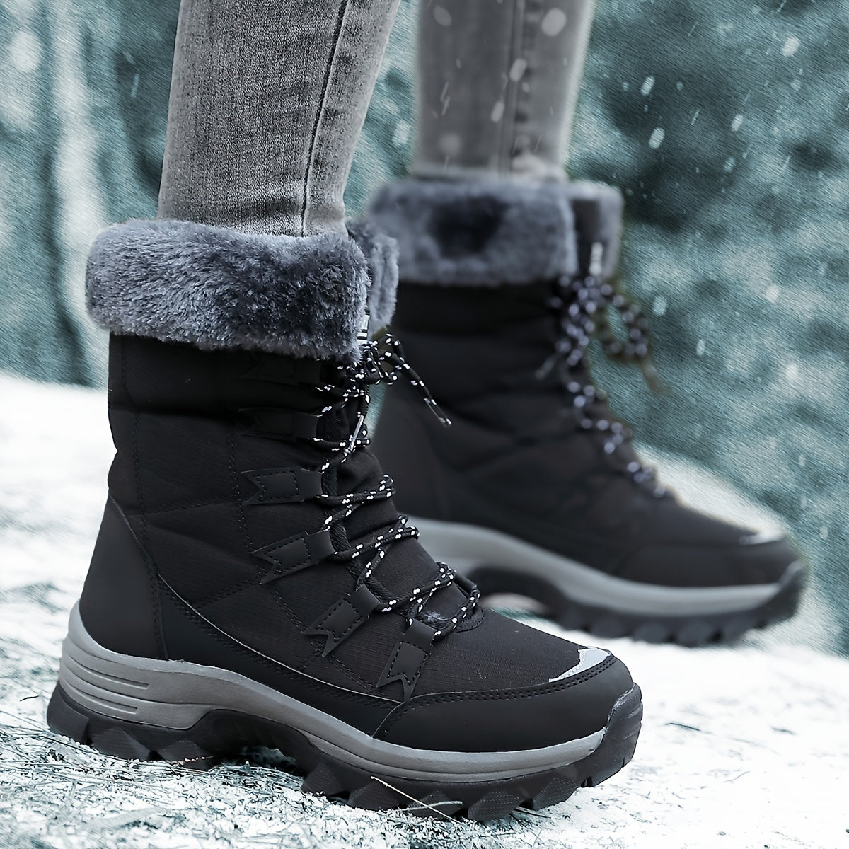 Greer | Women's Faux Fur Cuff Winter Snow Boots