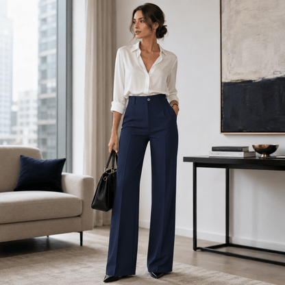 Maren | Women's High Waist Wide Leg Pleated Trousers
