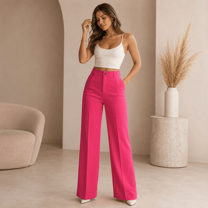 Maren | Women's High Waist Wide Leg Pleated Trousers