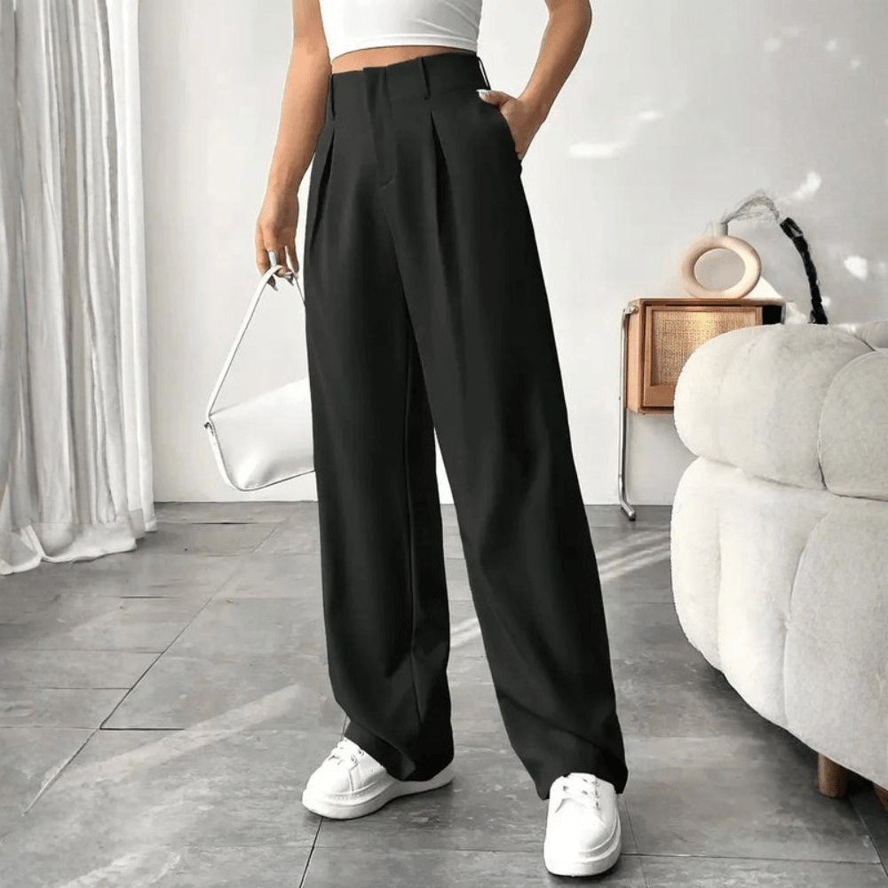 Mae | Women's High-Waisted Wide-Leg Draped Trousers
