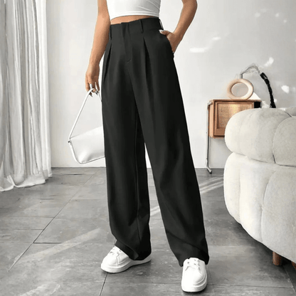 Mae | Women's High-Waisted Wide-Leg Draped Trousers