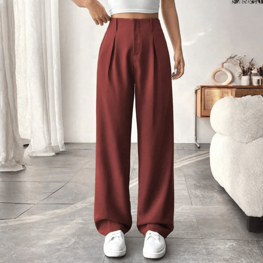 Mae | Women's High-Waisted Wide-Leg Draped Trousers