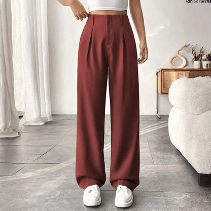 Mae | Women's High-Waisted Wide-Leg Draped Trousers
