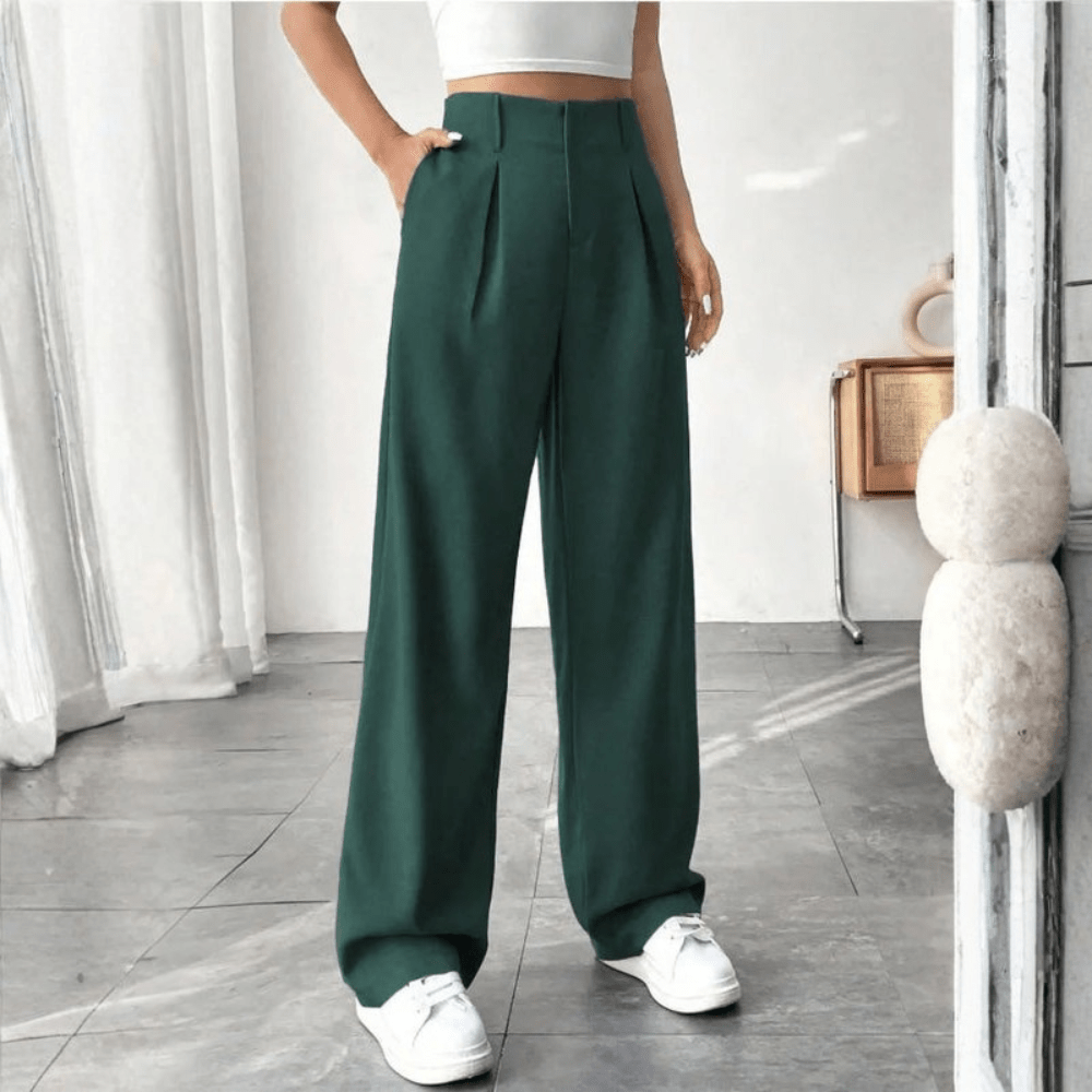 Mae | Women's High-Waisted Wide-Leg Draped Trousers