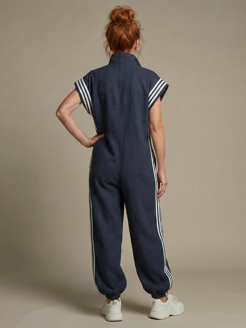 Lyra | Sportlicher Jumpsuit mit Streifen-Einsätzen für Damen