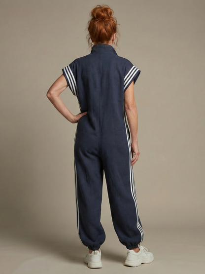 Lyra | Sportlicher Jumpsuit mit Streifen-Einsätzen für Damen