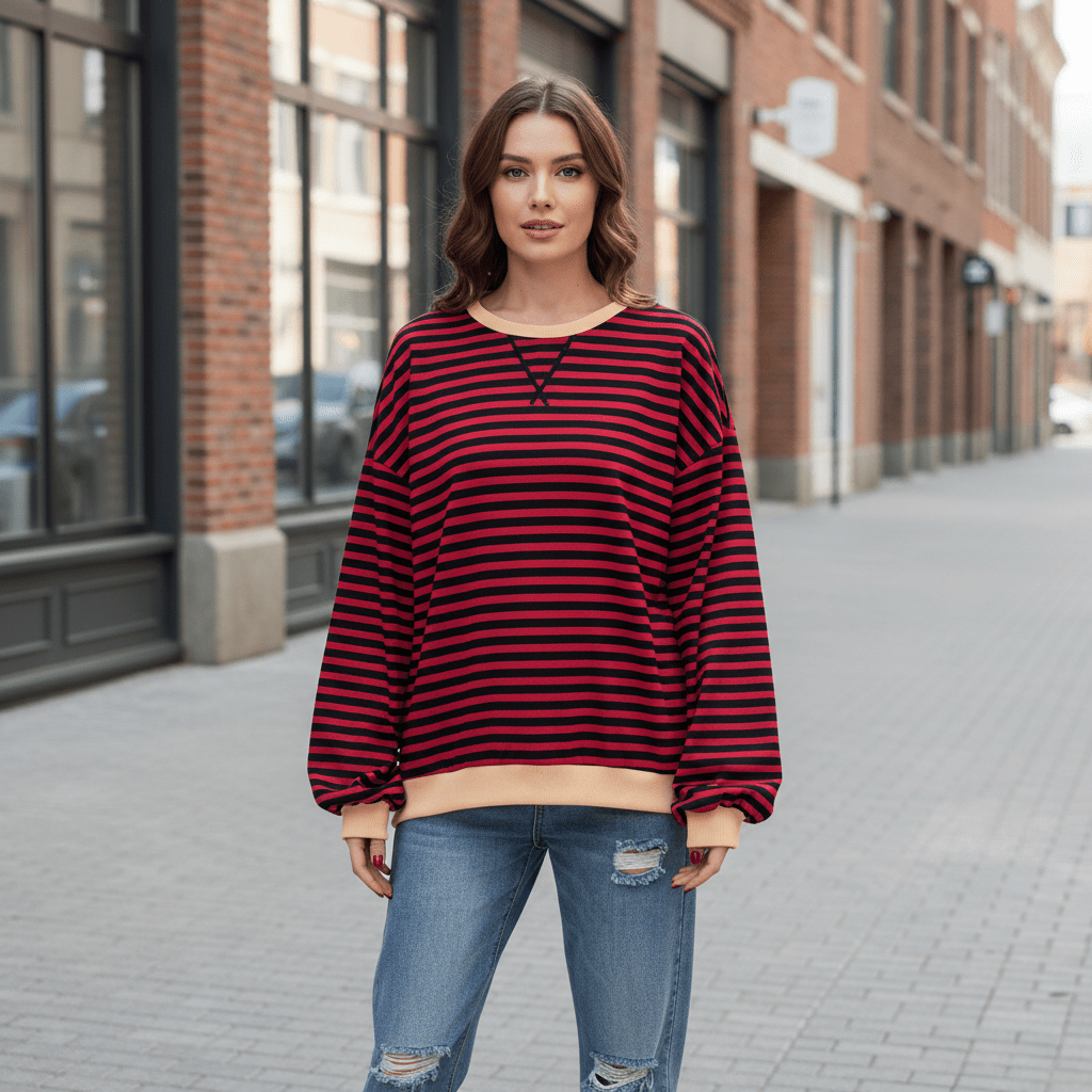 Indie | Women's Striped Long Sleeve Casual Top