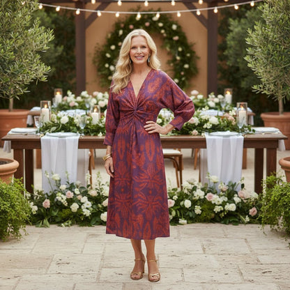 Liv | Women's Long-Sleeve Wrap Midi Dress