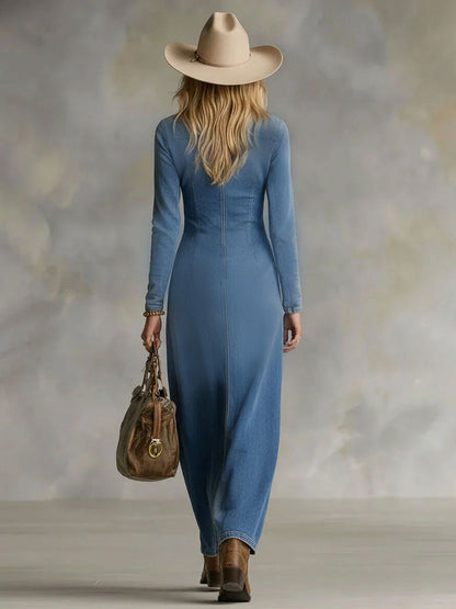 Noa | Maxikleid mit V-Ausschnitt und Seitenschlitz für Damen