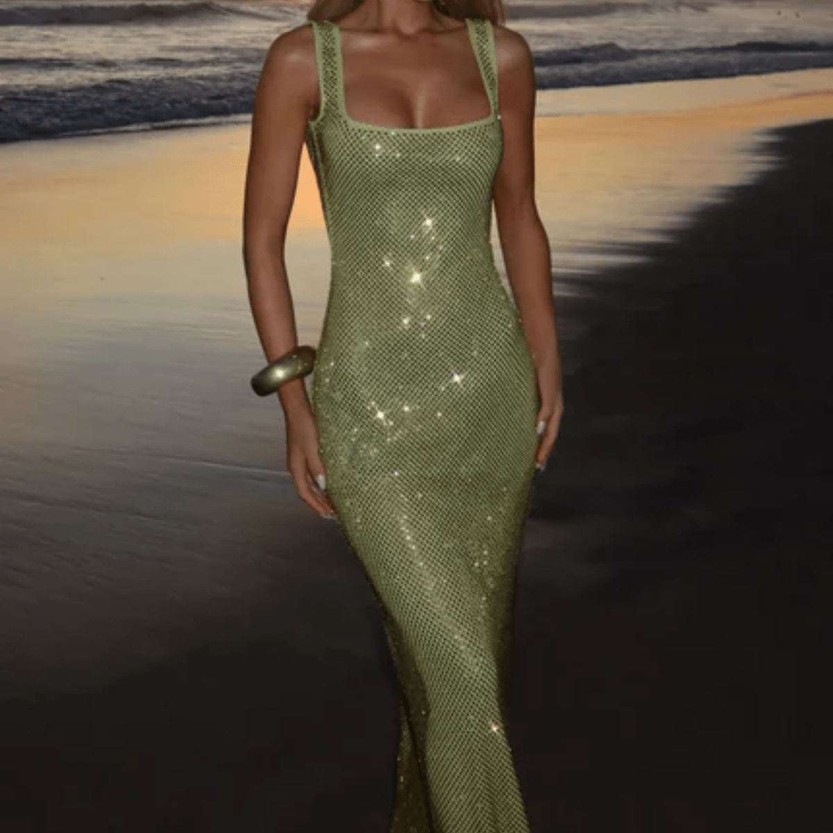 Lyra | Women's Sparkly Square Neck Maxi Dress