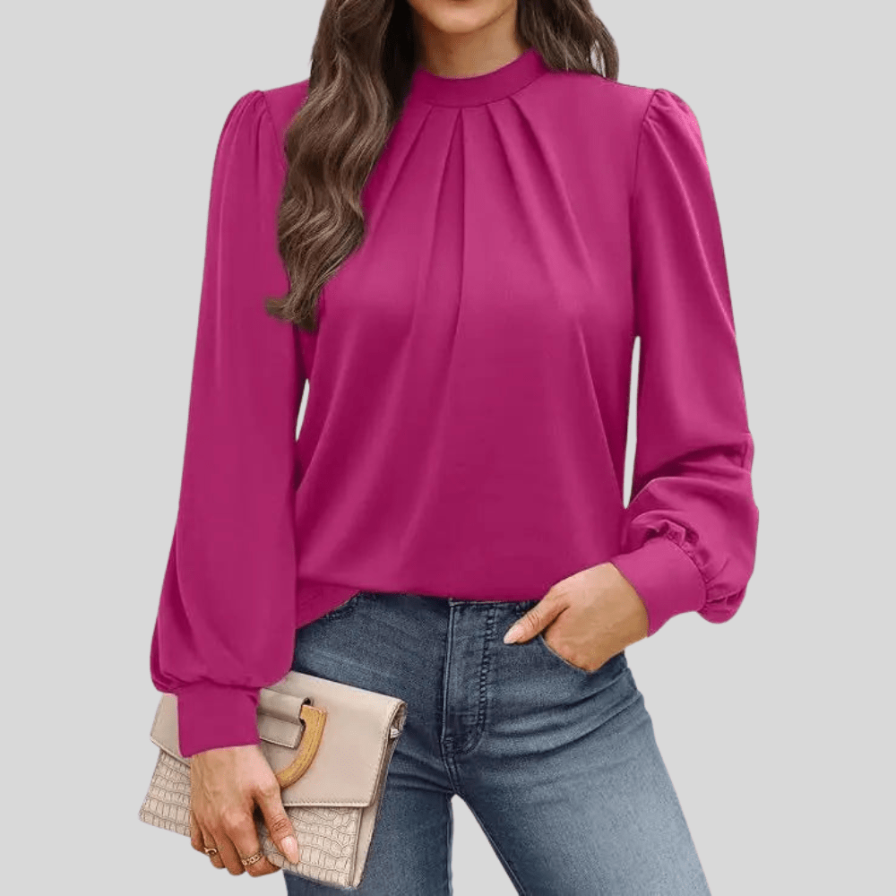 Nova | Women's Leopard Print Ruched High Neck Top