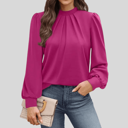 Nova | Women's Leopard Print Ruched High Neck Top