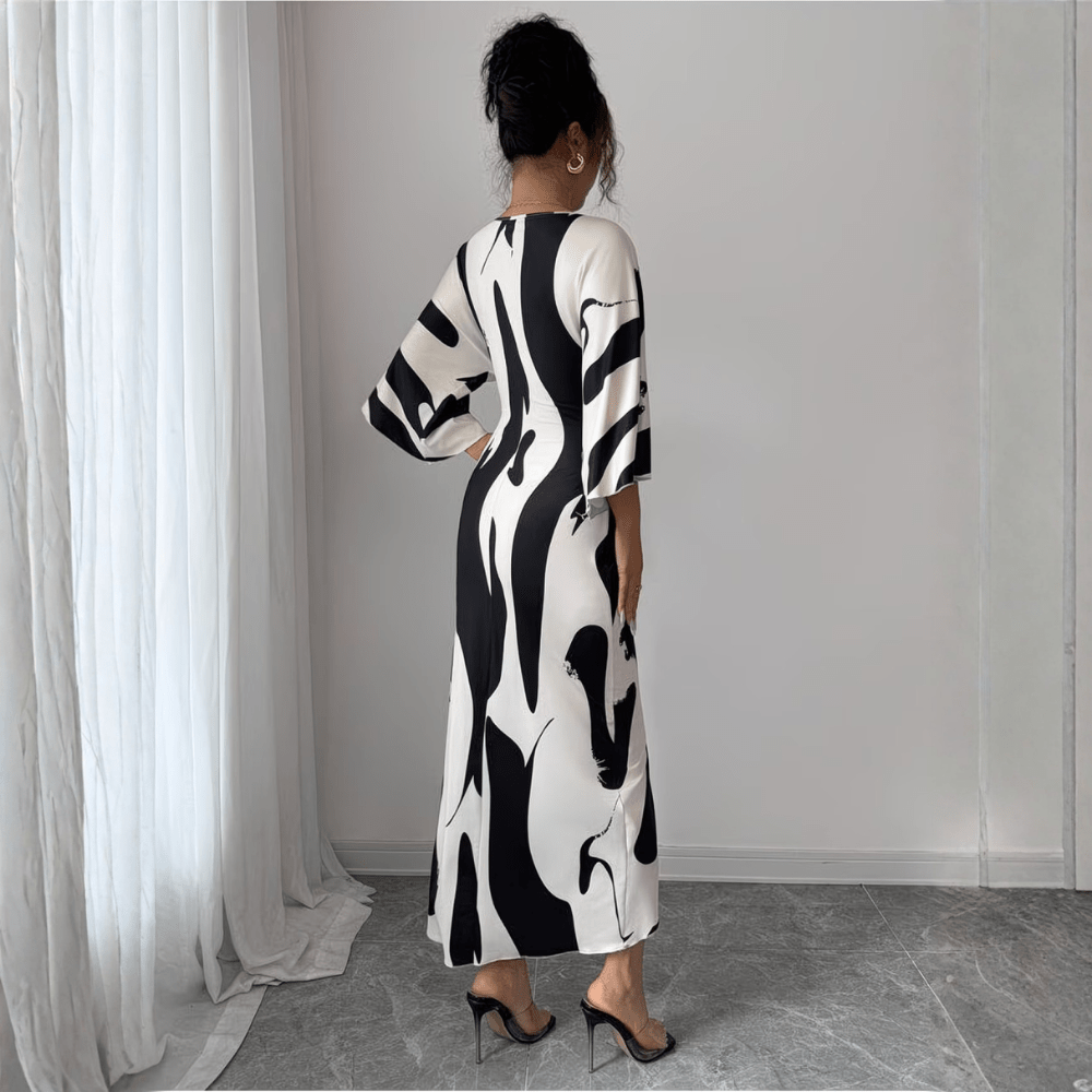 Faye | Women's Abstract Print Twist Waist Midi Dress