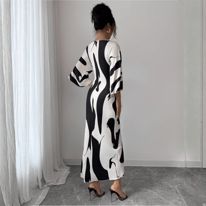 Faye | Women's Abstract Print Twist Waist Midi Dress