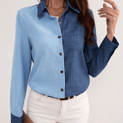 Faye | Women's Colour Block Long-Sleeve Button-Up Shirt