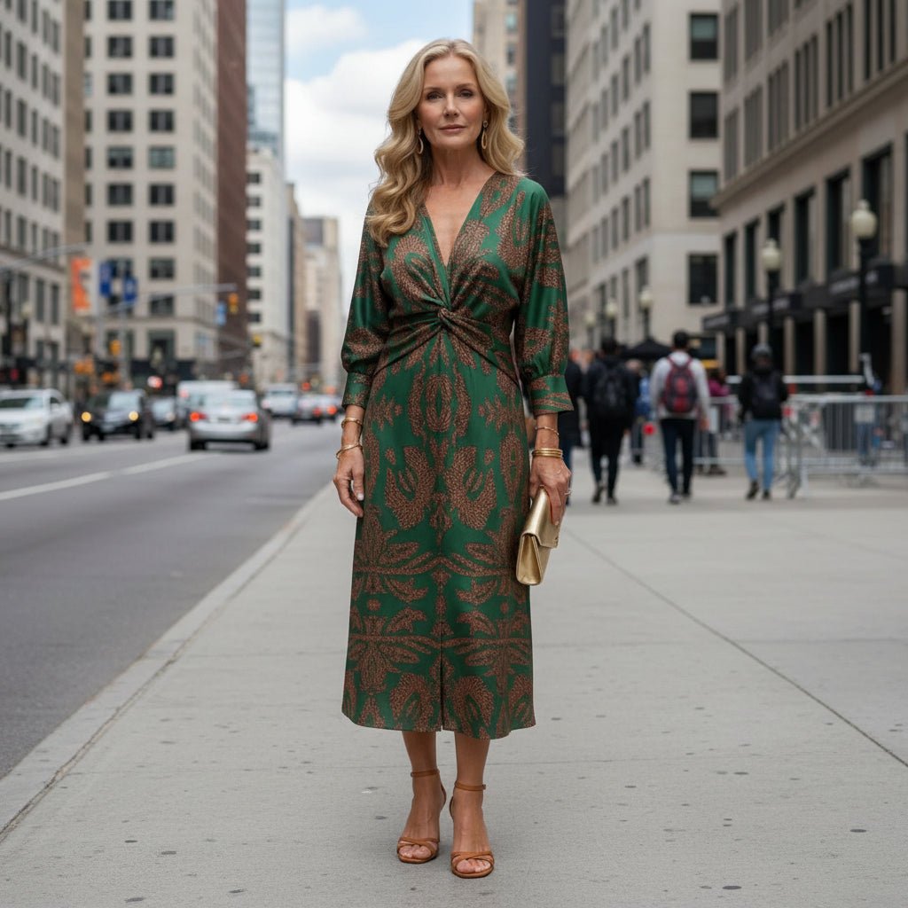 Liv | Women's Long-Sleeve Wrap Midi Dress