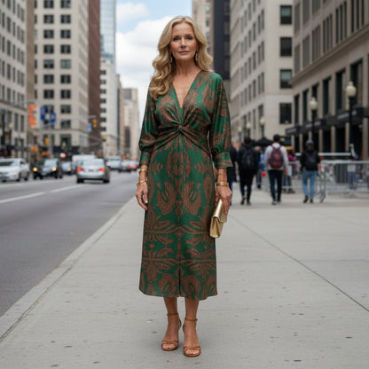 Liv | Women's Long-Sleeve Wrap Midi Dress