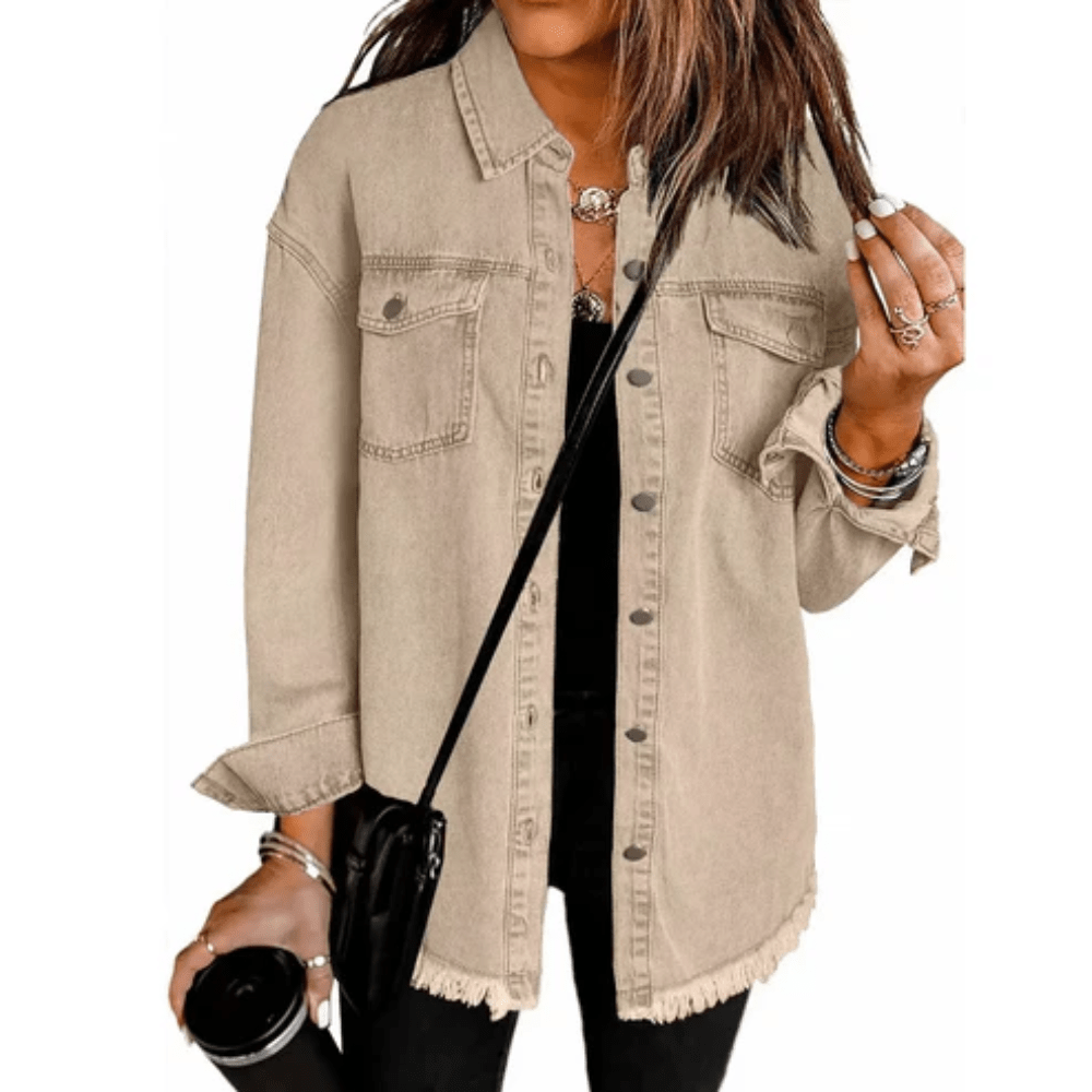 Dakota | Women's Oversized Shirt Jacket with Frayed Hem