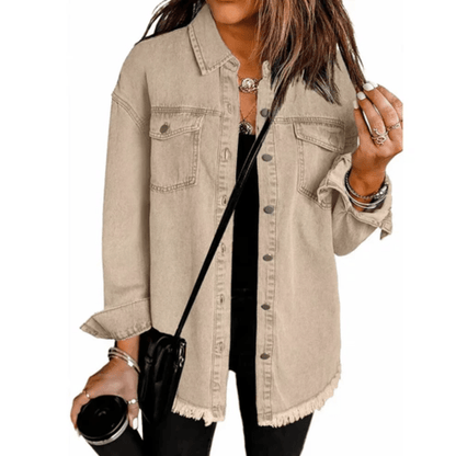 Dakota | Women's Oversized Shirt Jacket with Frayed Hem