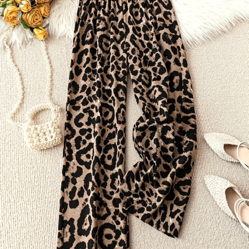 Piper | Women's Leopard Print Wide Leg Trousers
