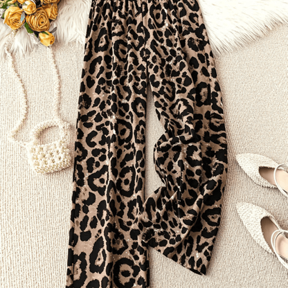 Piper | Women's Leopard Print Wide Leg Trousers