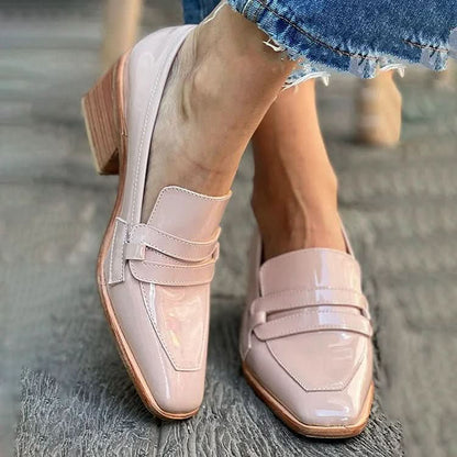 Noa | Women's Pink Block Heel Slip-On Loafers
