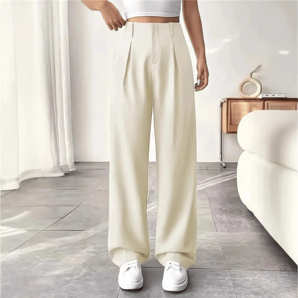 Mae | Women's High-Waisted Wide-Leg Draped Trousers
