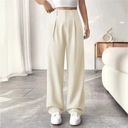 Mae | Women's High-Waisted Wide-Leg Draped Trousers