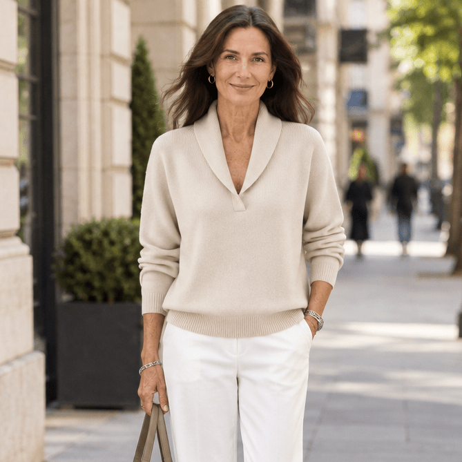 Harlow | Damen-Strickpullover mit V-Ausschnitt und langen Ärmeln