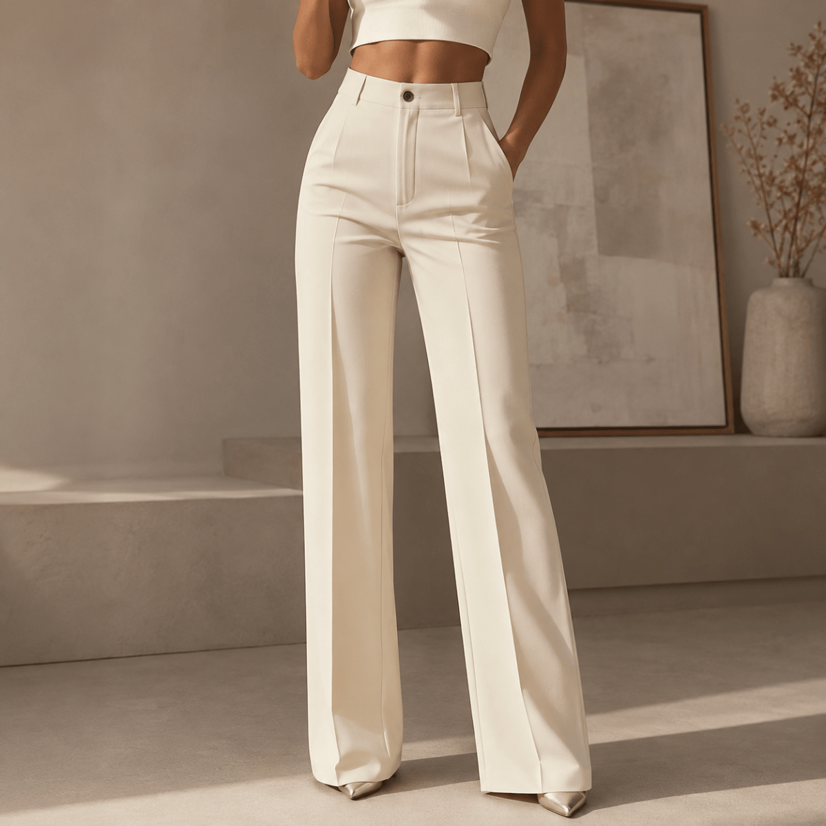 Maren | Women's High Waist Wide Leg Pleated Trousers