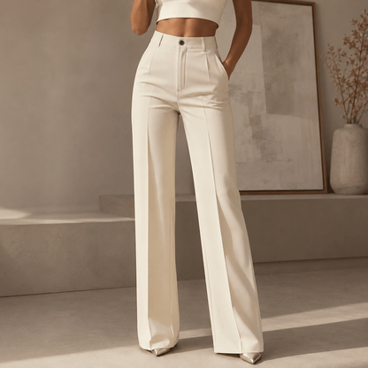 Maren | Women's High Waist Wide Leg Pleated Trousers