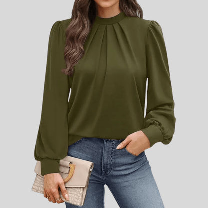 Nova | Women's Leopard Print Ruched High Neck Top