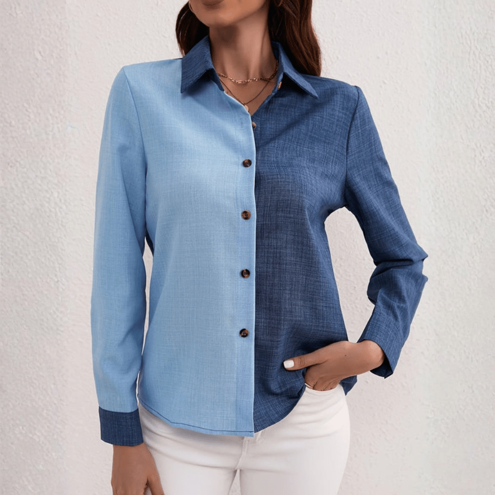 Faye | Women's Colour Block Long-Sleeve Button-Up Shirt